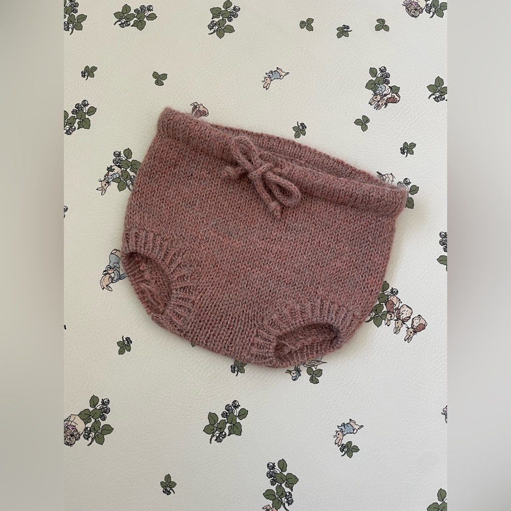 Handmade Cozy Knit Baby Alpaca Wool Bloomers in Heather Rose